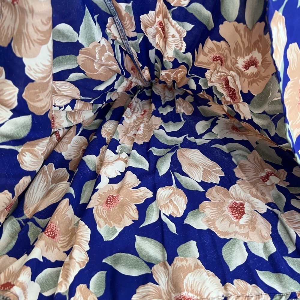 Vintage Carol Anderson Blue Colorful Floral Drop Waist Maxi Dress FS Size 5/6 - Picture 3 of 11